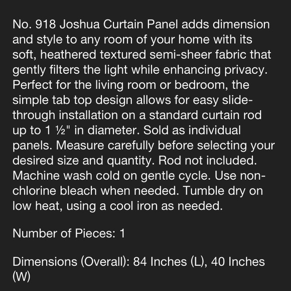 NIP Joshua Heathered Textured Tab Top Semi Sheer Curtain Panel Silver- No 918 - Picture 8 of 11